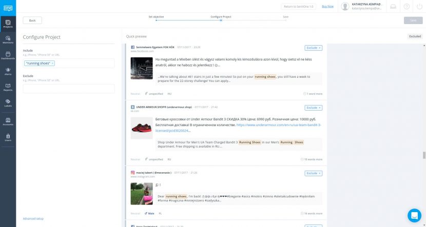 Stwórz projekt do monitorowania mediów społecznościowych w narzędziu SentiOne